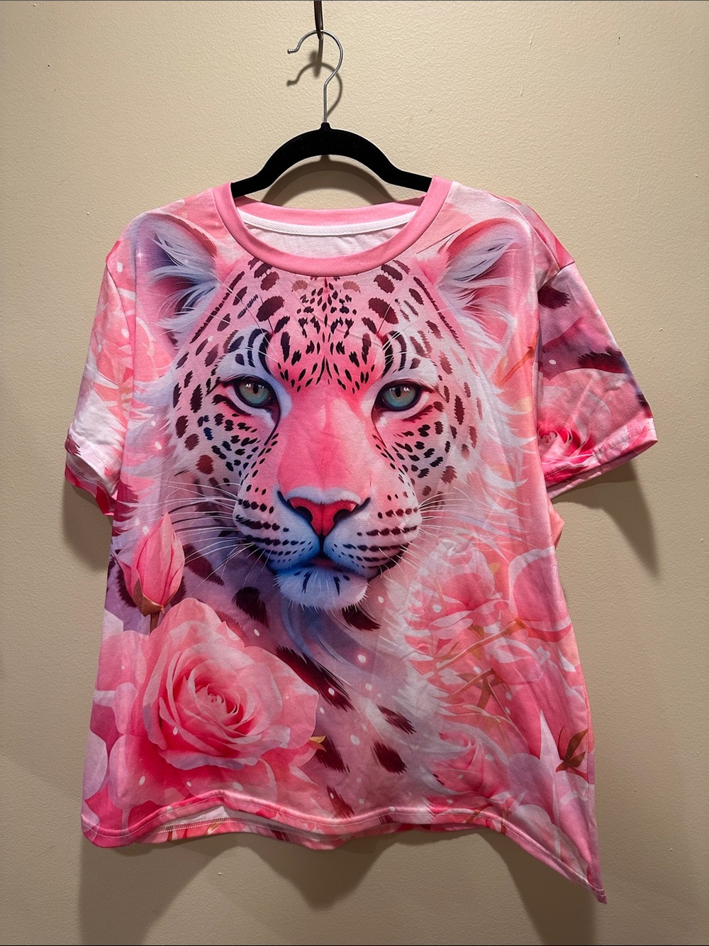 Pink Leopard Face Graphic Tee